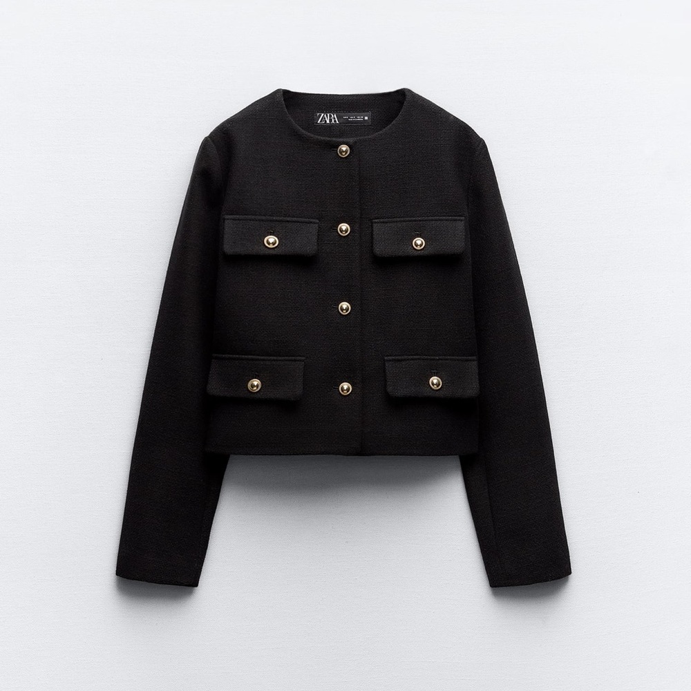 Zara black cropped jacket